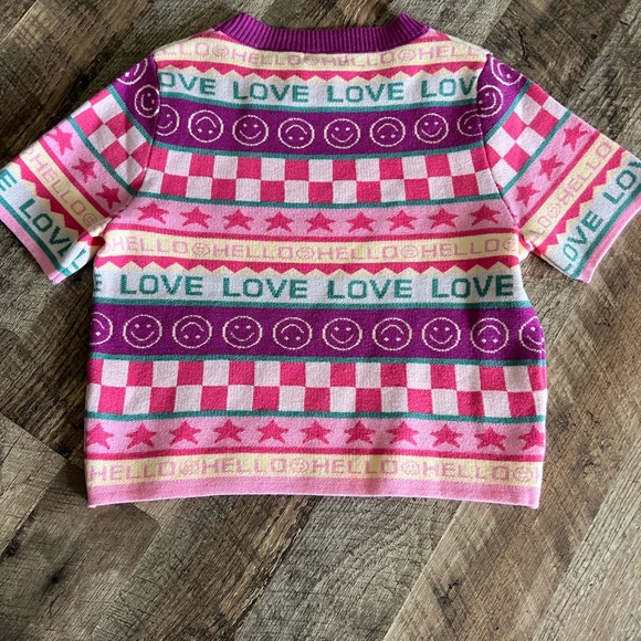 Debut Pink and Purple Women’s Short Sleeve Sweater - Picture 7 of 7